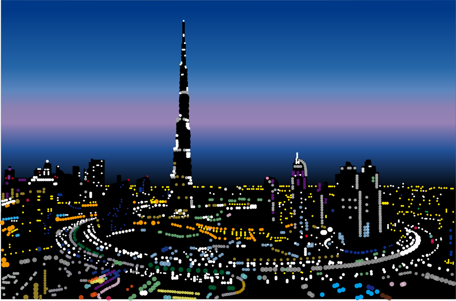 大村雪乃 yukino-art Dubai Night Sticker,acrylic on Panel h530mmxw803mm 2022 SOLD