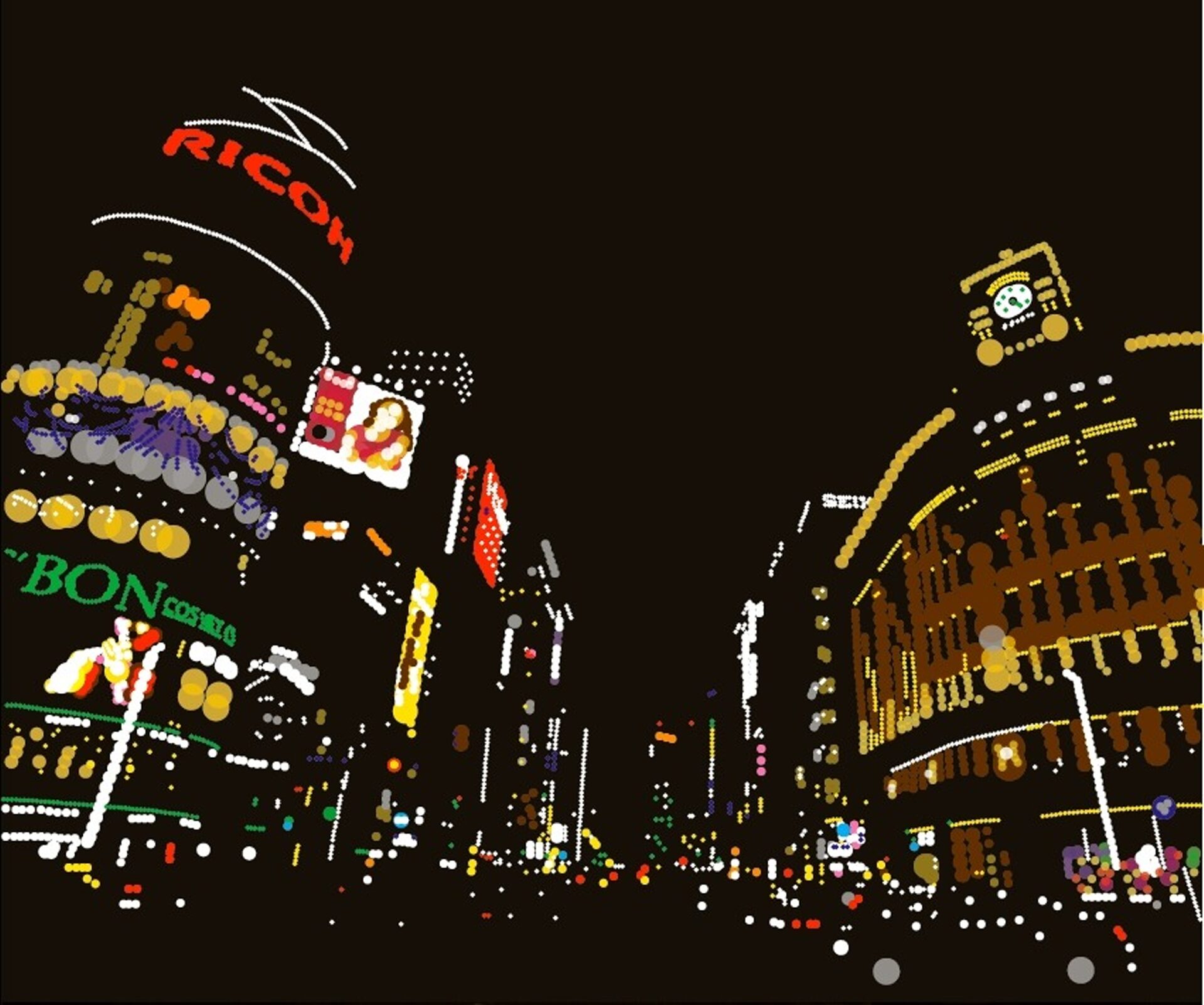 大村雪乃　yukino-art “Ginza” Sticker,acrylic on Panel h606mm × w727mm 2014 Collection by Communication Design, Inc.