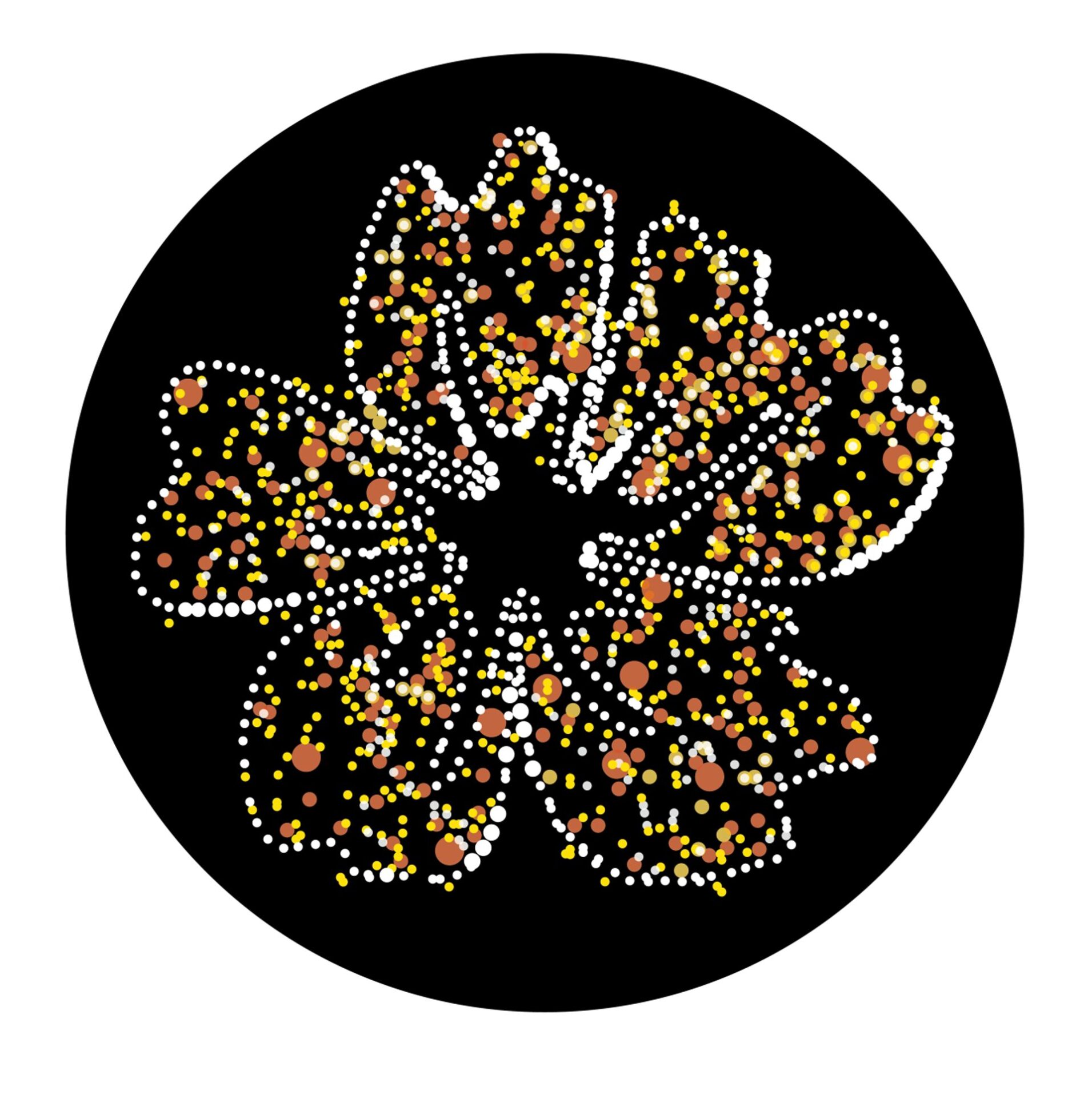 大村雪乃 yukino-art Hibiscus Illumination Mixed media, Sticker on Panel Size: φ 530mm 2014