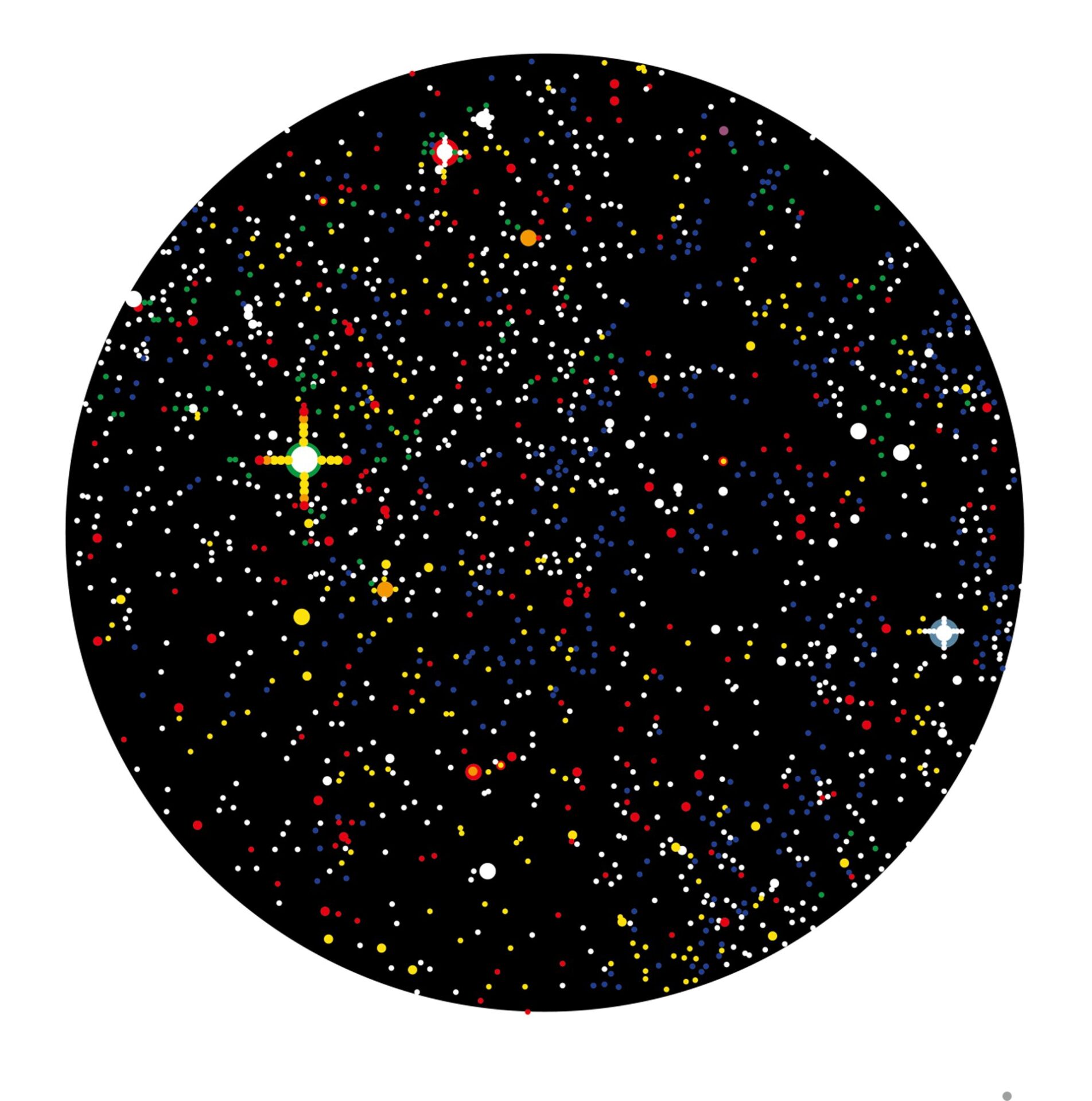 大村雪乃 yukino-art Night sky Mixed media, Sticker on Panel Size: φ 530mm 2014