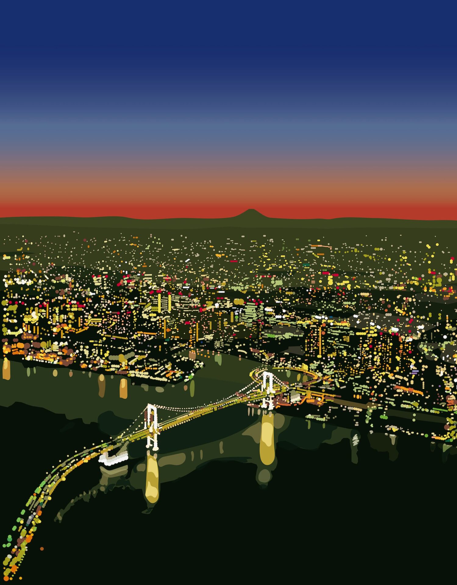 大村雪乃 yukino-art Rainbow Bridge from the sky w1620mm × h1303mm 2024 SOLD Commission work from SR HOLDINGS Co.,Ltd.