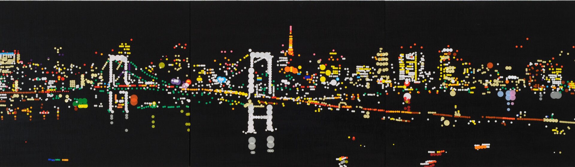 大村雪乃　yukino-art Rainbow Bridge Sticker acrylic on Panel h455mm × w1590mm 2013