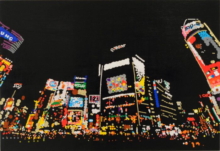 大村雪乃 yukino-art Shibuya Scramble Mixed media, Sticker on Panel h803mm × w1167mm 2013 Collection by Communication Design, Inc.