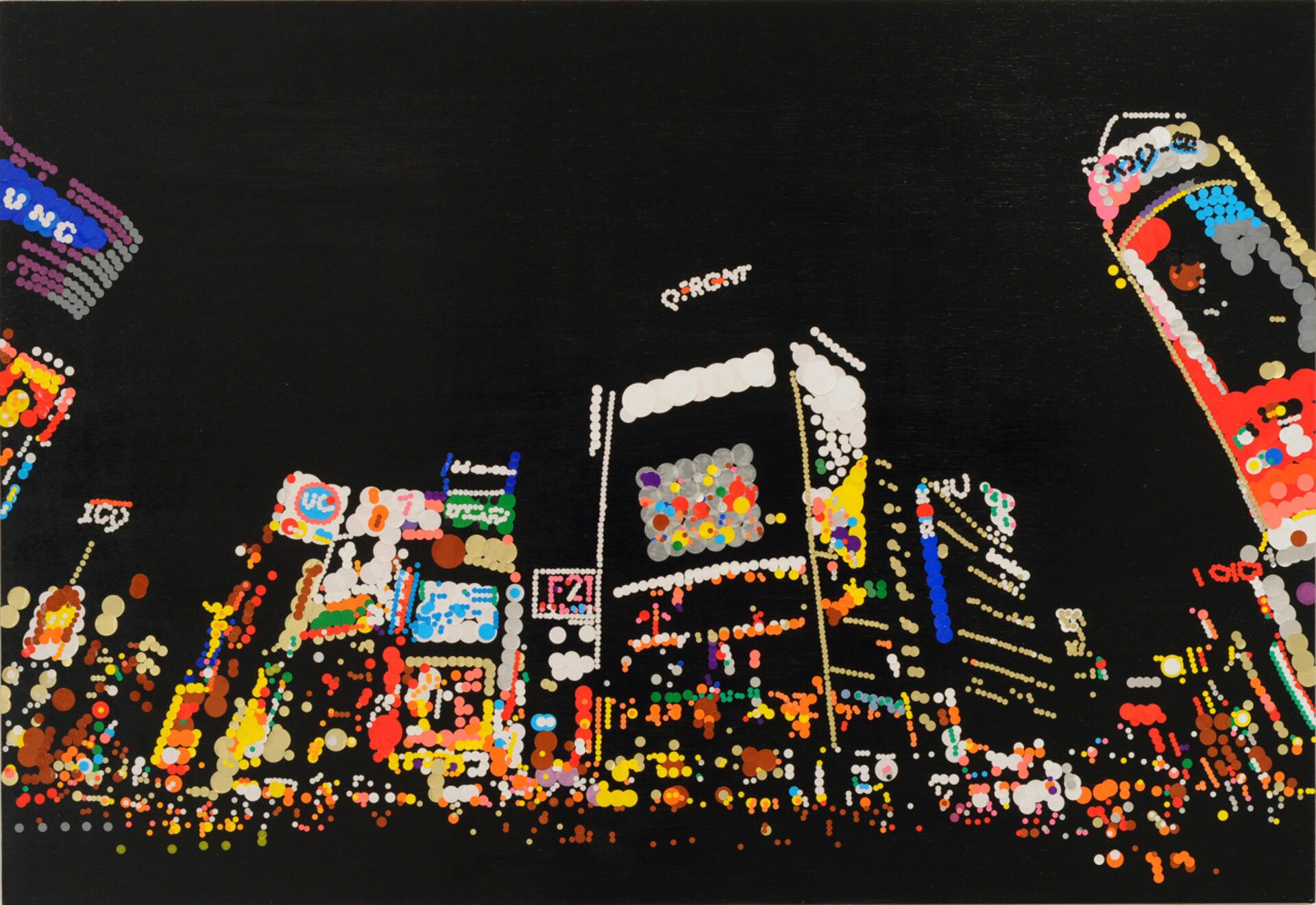 大村雪乃 yukino-art Shibuya Scramble Mixed media, Sticker on Panel h803mm × w1167mm 2013 Collection by Communication Design, Inc.