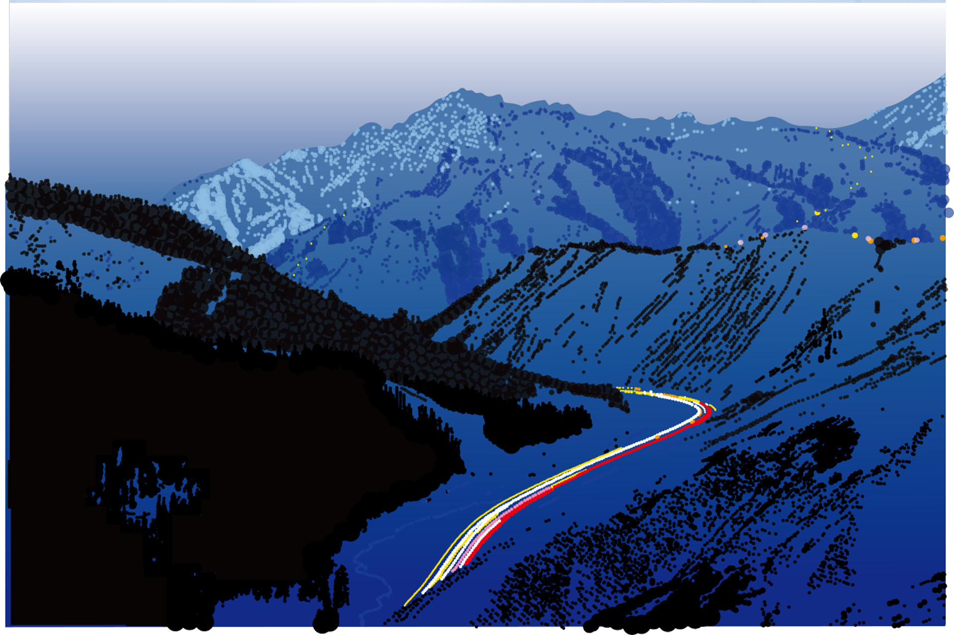 大村雪乃 yukino-art Ski Mountain Sticker,acrylic on Panel h970mmxw1455mm 2022