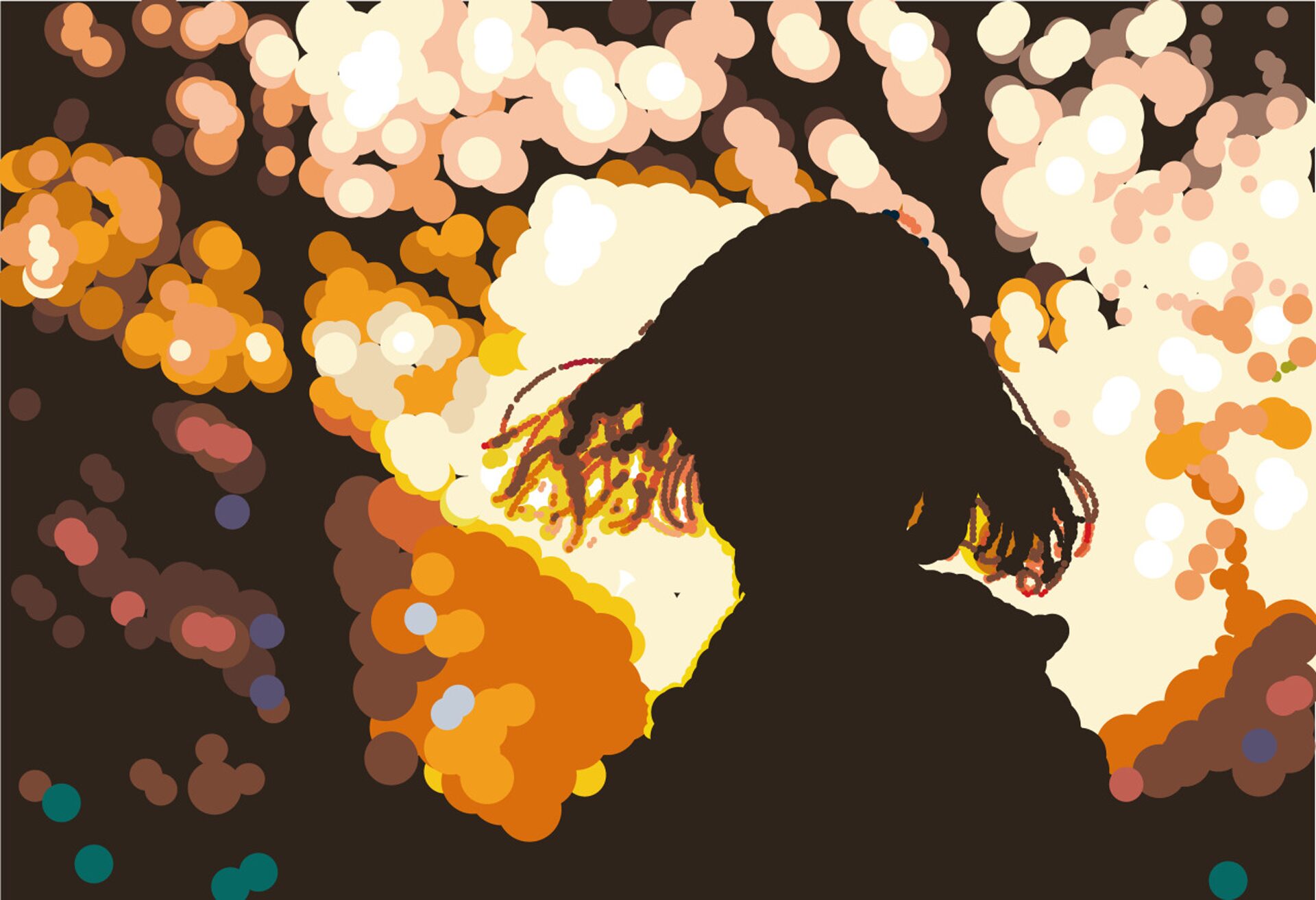 大村雪乃 yukino-art Smell of light Sticker,acrylic on Panel h410mm x w606mm 2022