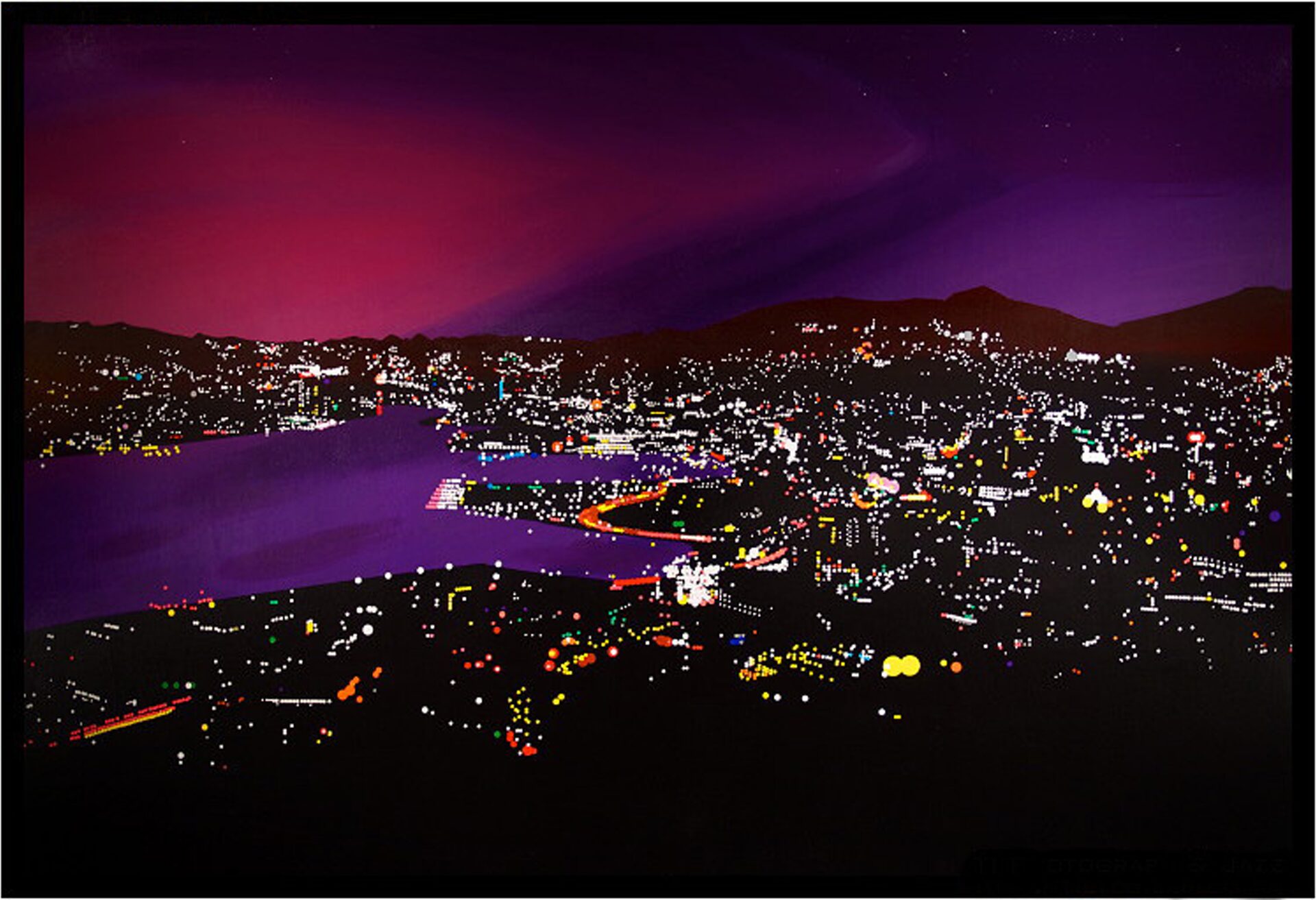 大村雪乃 yukino-art Twilight-Nagasaki Mixed media, Sticker on Panel h1303mm × w1940mm 2013