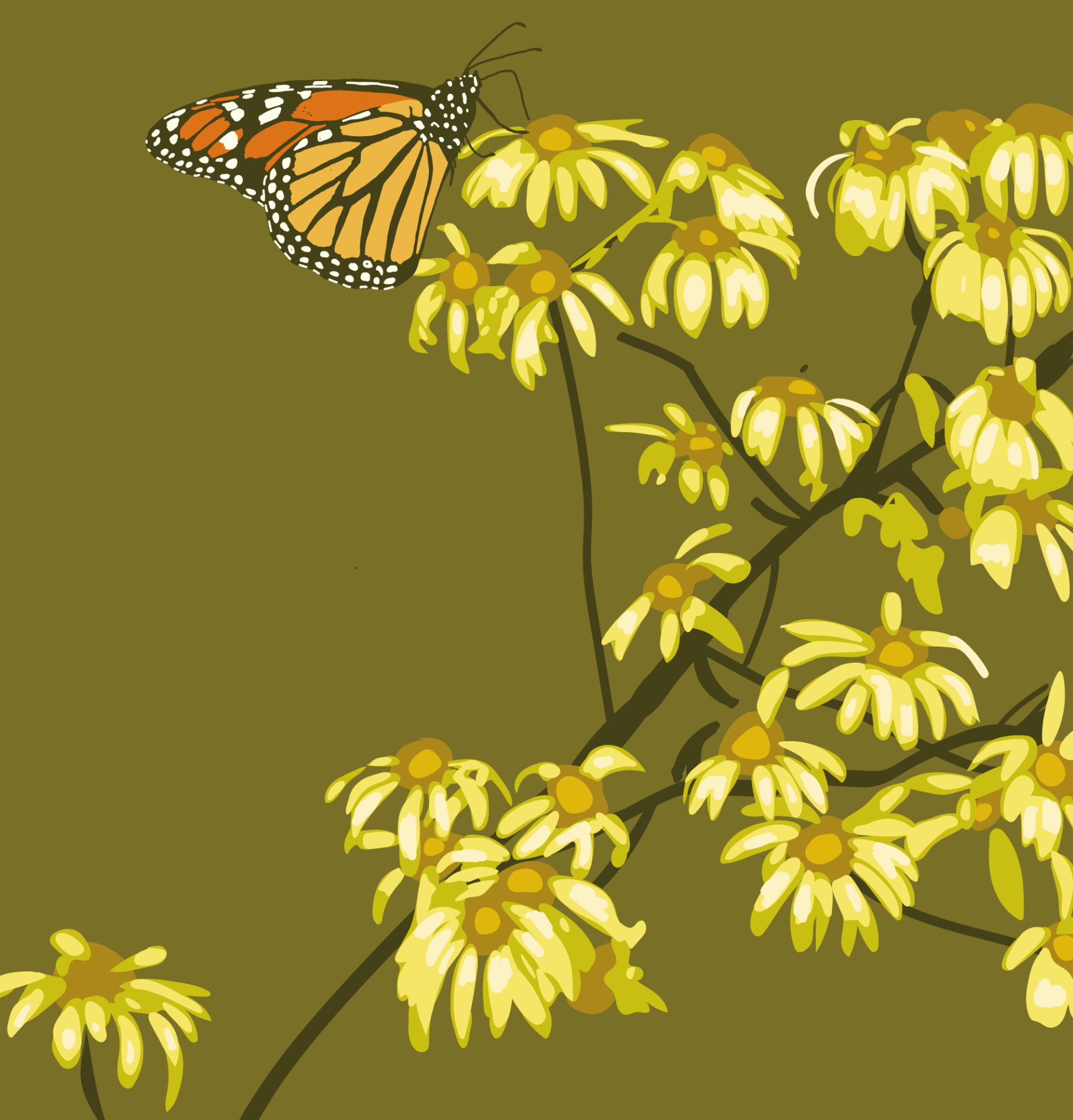 大村雪乃 yukino-art 十三夜月「オオカバマダラとツワブキ」 Thirteen Night Moon-monarch butterfly and Leopard plant- h193mm x w185mm cutting sheet、Acryl board 2024 協力 株式会社中川ケミカル