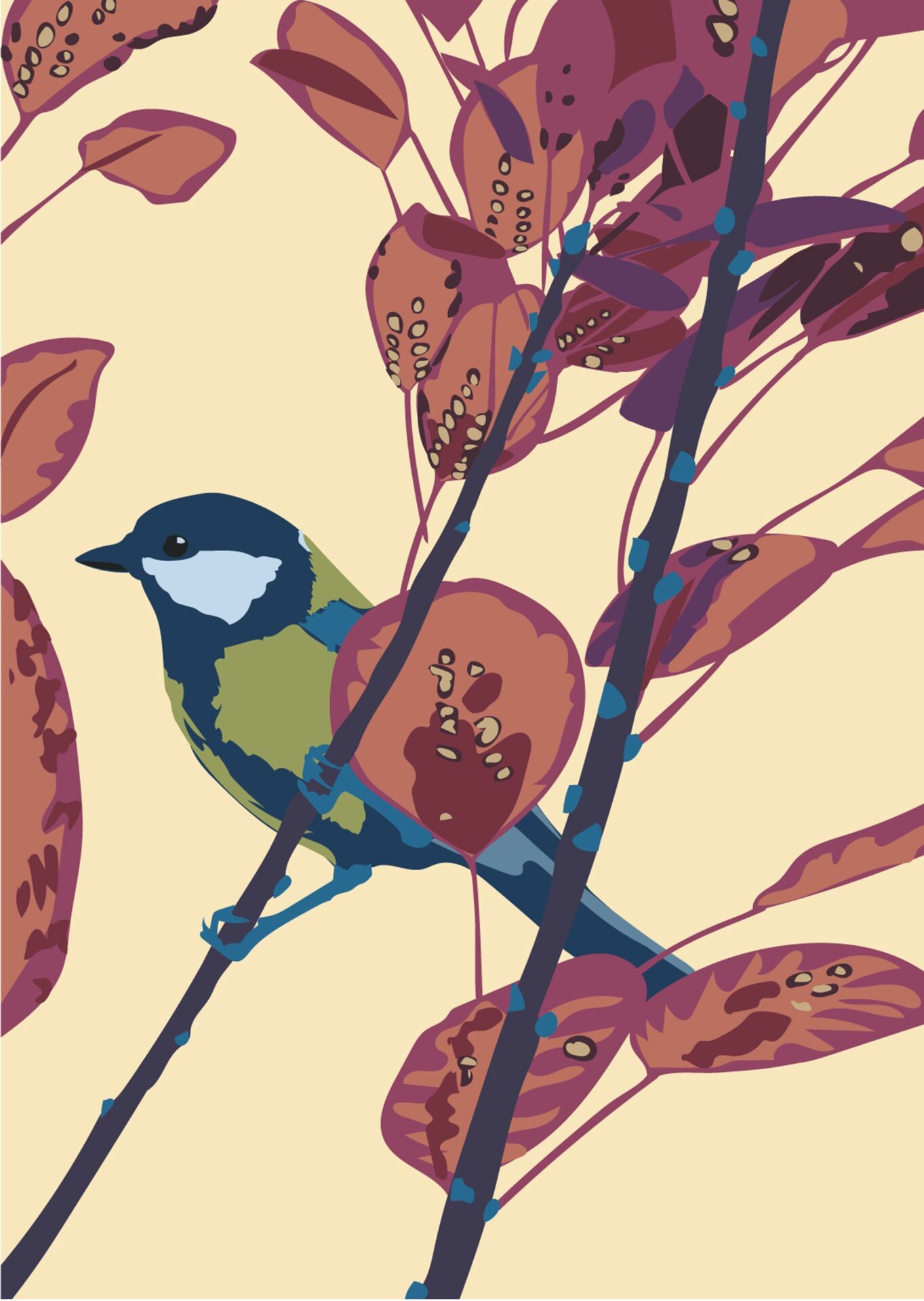 大村雪乃 yukino-art シジュウカラ/Titmouse Cutting sheet,acrylic plate h260mmxw185mm 2023