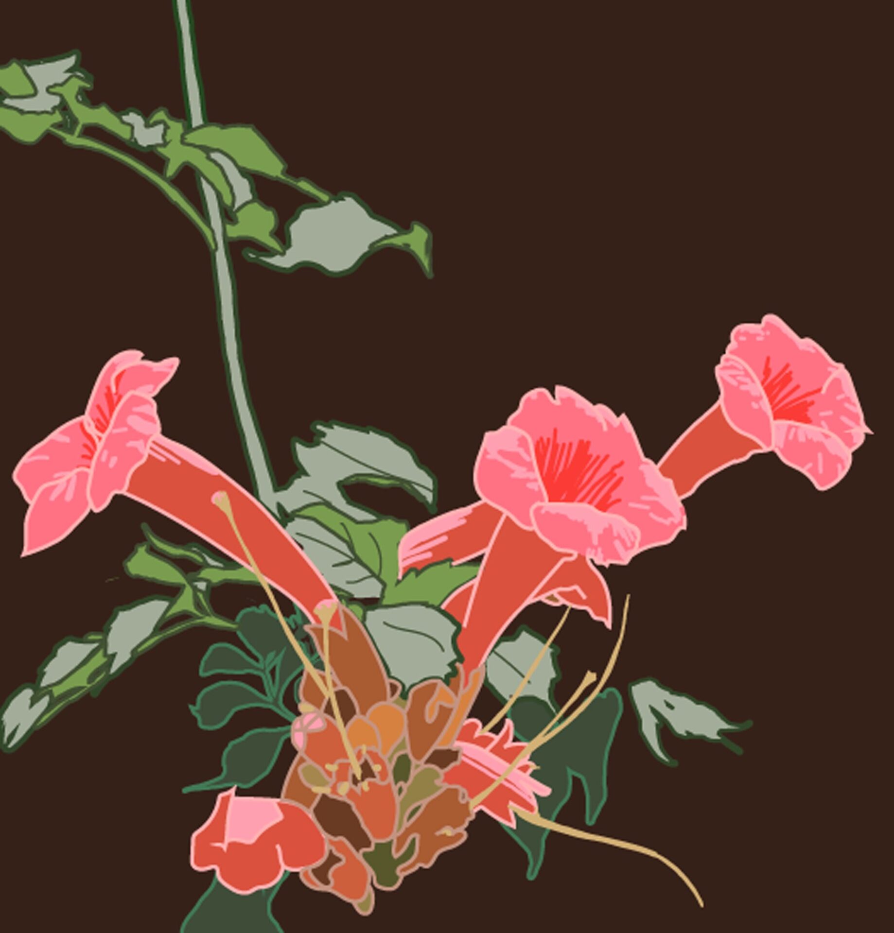 大村雪乃 yukino-art 十三夜月「ノウゼンカズラ」 Thirteen Night Moon-Chinese trumpet vine- h193mm x w185mm cutting sheet、Acryl board 2024 協力 株式会社中川ケミカル
