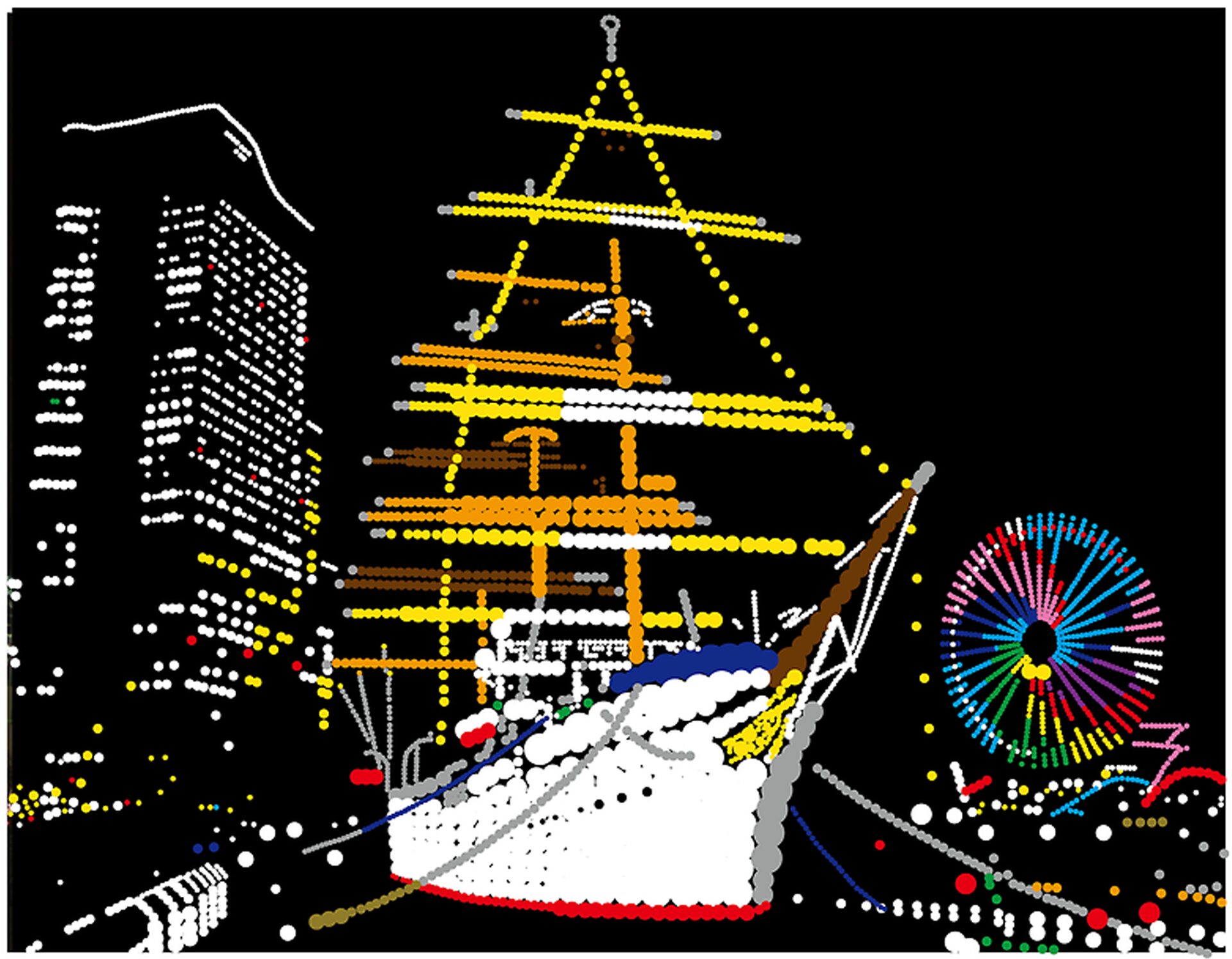 大村雪乃 yukino-art 日本丸 YOKOHAMA Sticker,acrylic on Panel h910mmxw1167mm 2017