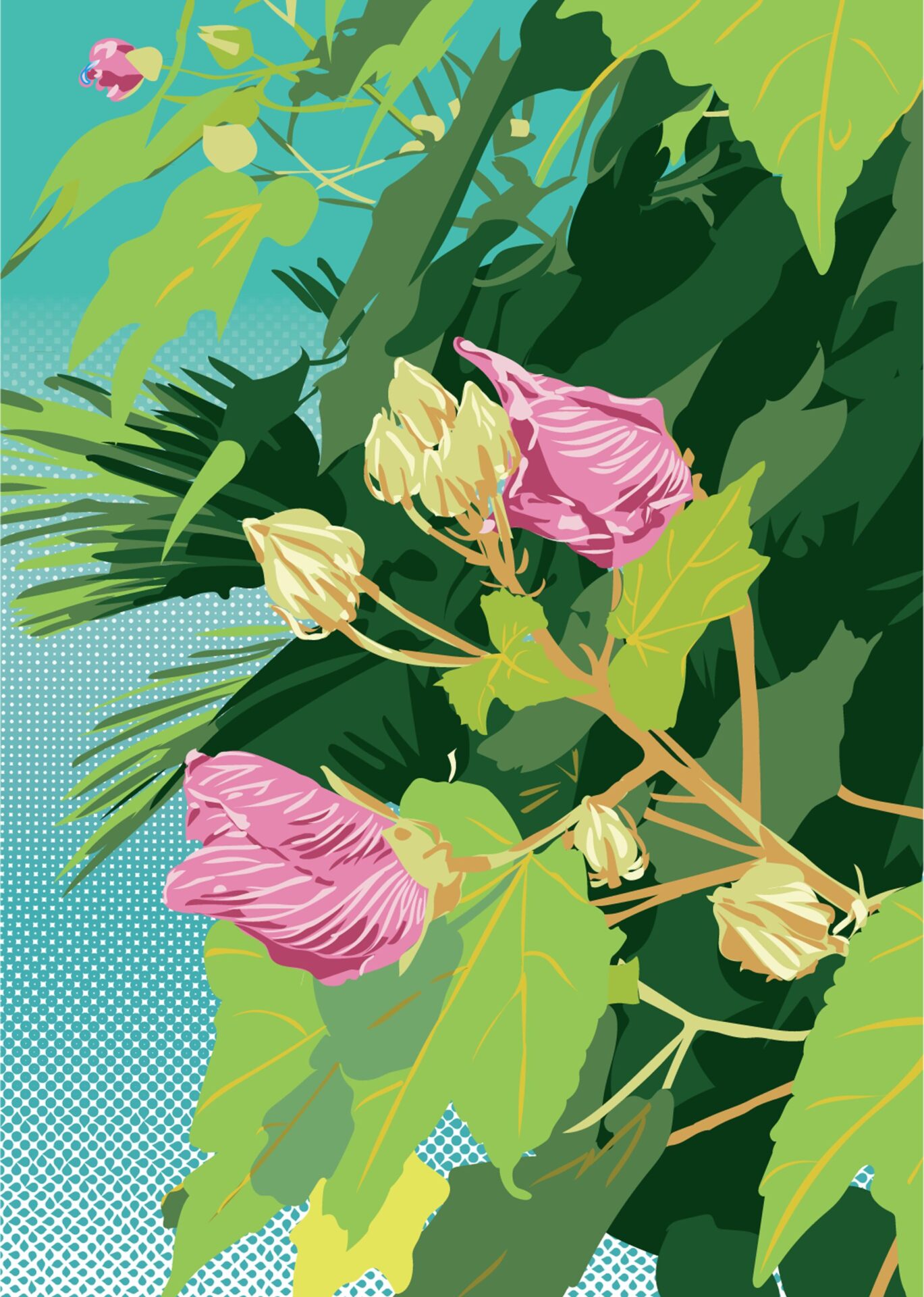 大村雪乃 yukino-art 芙蓉/Hibiscus mutabilis Cutting sheet,acrylic plate h297mm x w210mm 2023