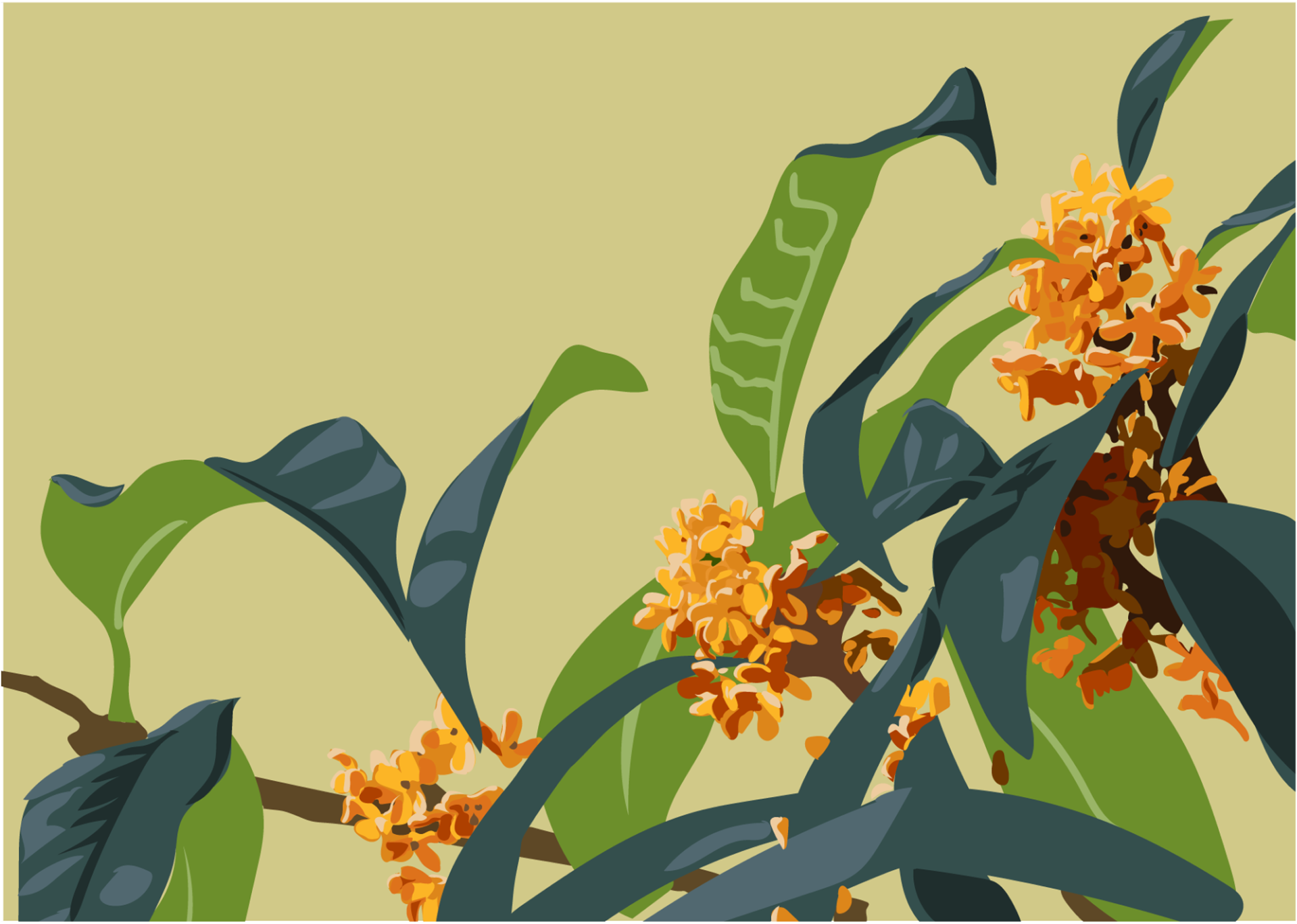 大村雪乃 yukino-art 金木犀/Osmanthus fragrans var. aurantiacus Cutting sheet,acrylic plate h185mmxw260mm 2023